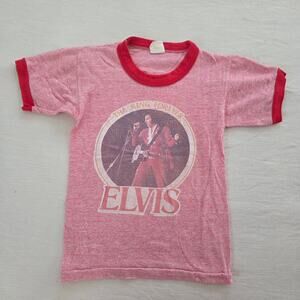 Vintage Elvis The King Forever Ringer Tee 5t